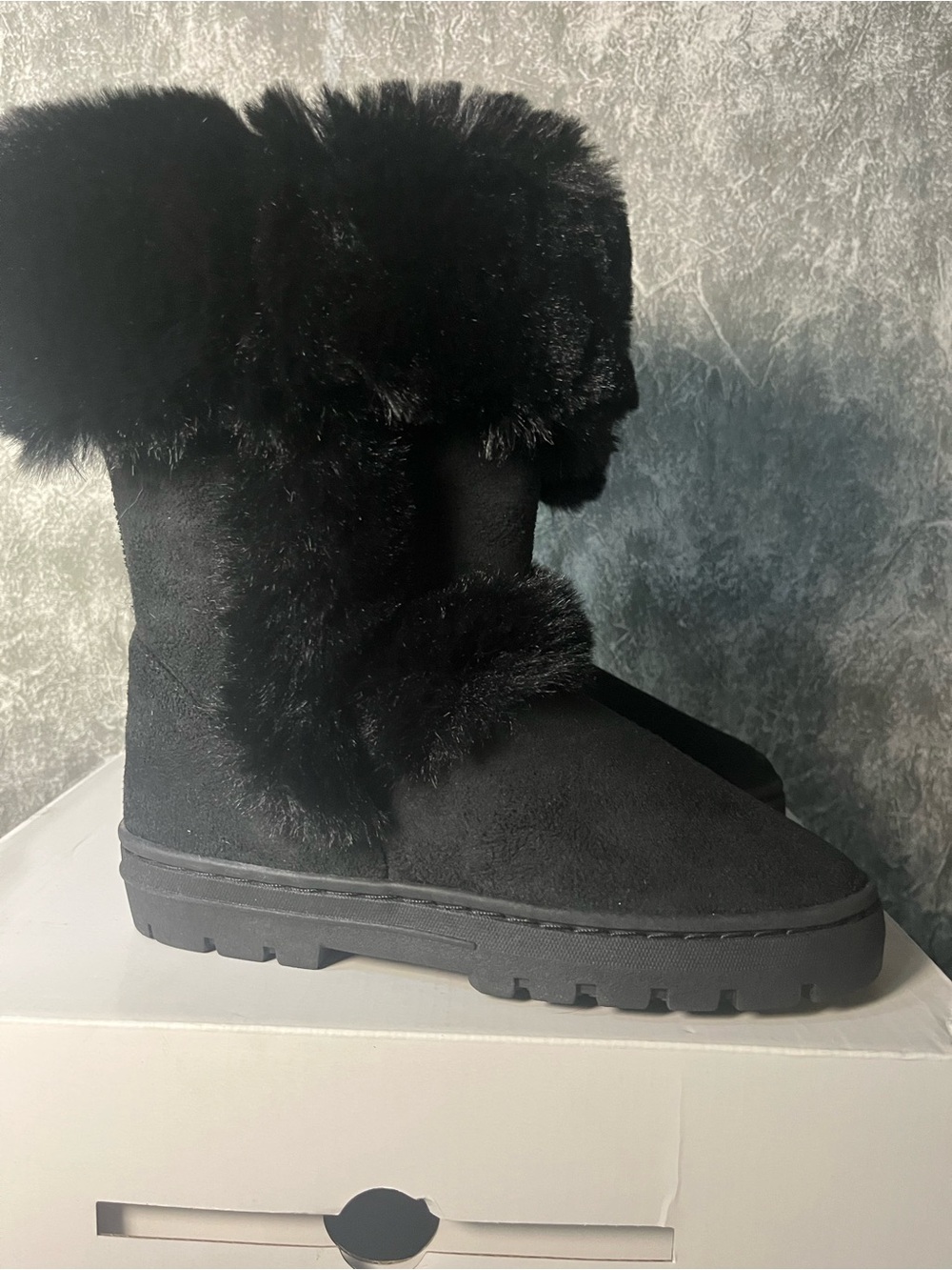 Style & Co. Black Faux Fur Pull-On Winter Boots